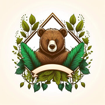 Bear logo with plant frame