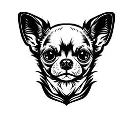 Chihuahua dog art isolated on white. Little brave hipster pet. Vector illustration.