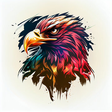 Colorful Angry Eagle Head mascot logo isolated on white background ai generative image