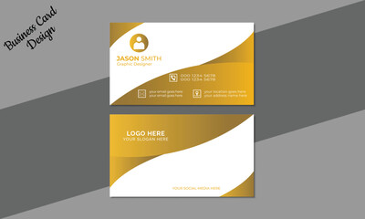 Luxury Business Card template. Modern business card design gold and white colors.  Portrait and landscape orientation. Simple clean vector diagram.