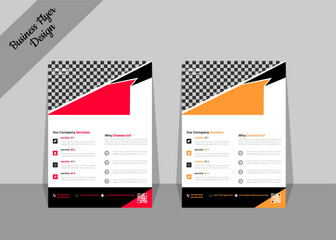 Corporate business flyer design set with red, black, and yellow color. Business proposal,  advertise, publication, promotion, professional flyer. 