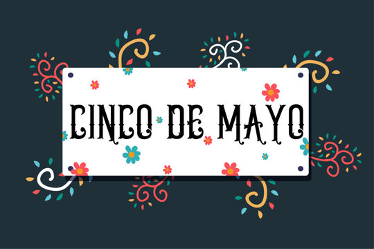 Cinco de Mayo banner template for mexico independence celebration with flags, flowers, decorations- May 5, federal holiday in Mexico. Fiesta banner and poster design.