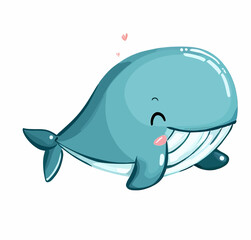 Fototapeta premium Happy little cute whale vector art