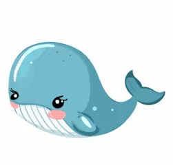 Tuinposter Happy little cute whale vector art © Daniel