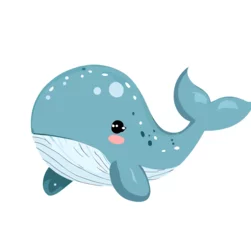 Gordijnen Happy little cute whale vector art © Daniel