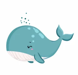 Crédence de cuisine en verre imprimé Baleine Happy little cute whale vector art