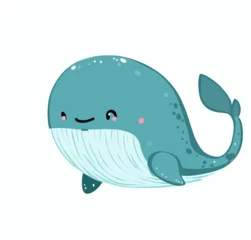 Foto auf Acrylglas Wal Happy little cute whale vector art