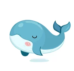 Deurstickers Happy little cute whale vector art © Daniel