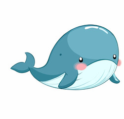 Happy little cute whale vector art