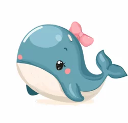 Rolgordijnen Happy little cute whale vector art © Daniel