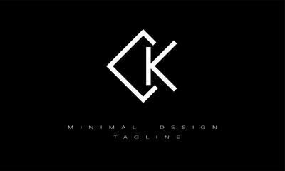CK or KC Minimal Logo Design Vector Art Illustration 