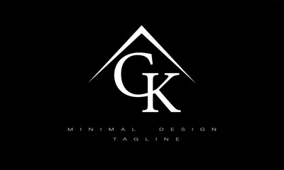 CK or KC Minimal Logo Design Vector Art Illustration 