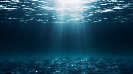 Fototapeta na wymiar Underwater View of Dark Blue Ocean Surface. created with Generative AI