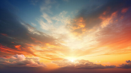 Fototapeta na wymiar Dramatic Sunset and Sunrise Sky with Clouds. created with Generative AI