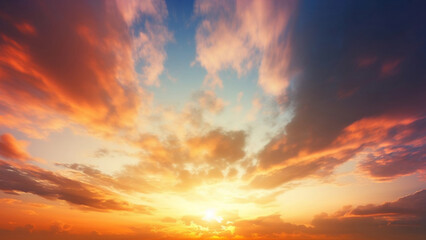 Naklejka na ściany i meble Dramatic Sunset and Sunrise Sky with Clouds. created with Generative AI
