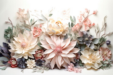 Composition of many different flowers, bouquet.AI generated