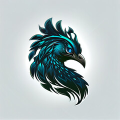 Fototapeta premium Colorful angry Peacock Blue head mascot logo isolated on white background