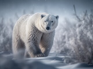 Obraz na płótnie Canvas Polar bear in a winter landscape.generative ai