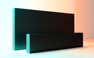 Welcome desk, 3d rendering. Perspective view of a registration stand  banners. Mockup for events, exhibitions and presentations. 