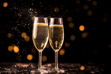 Elegant champagne toast for a celebratory occasion. created with Generative AI