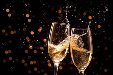 Elegant champagne toast for a celebratory occasion. created with Generative AI
