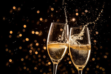 Elegant champagne toast for a celebratory occasion. created with Generative AI