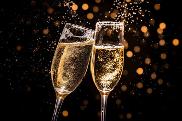 Elegant champagne toast for a celebratory occasion. created with Generative AI