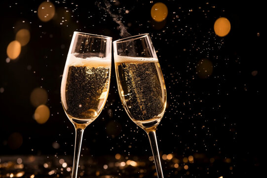 Elegant champagne toast for a celebratory occasion. created with Generative AI