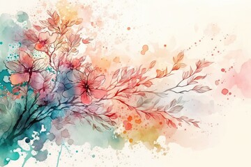 Naklejka na ściany i meble Blooming Watercolor Background
