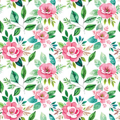 Floral shape watercolor seamless pattern.