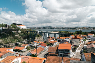 Do infante bridge and douro river panoramic view. Oporto, Portugal. 