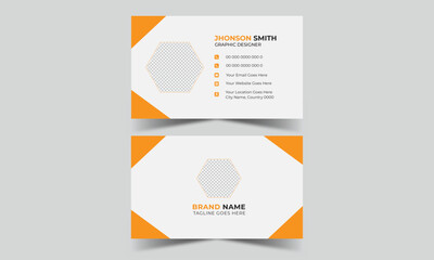 Double-Sided Business Card Template Modern Yellow Corporate Creative and Clean Business Card Design Template Name Card Visiting Card Simple Flat Horizontal Vector Illustration