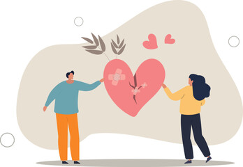 Obraz na płótnie Canvas Forgiveness to keep relationship last long, togetherness or love couple concept.flat vector illustration.
