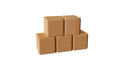 five wooden design cubes