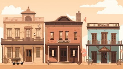 Fototapeta premium Western town with saloons, cowboys, and outlaws