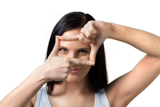 young woman finger framing - Powered by Adobe