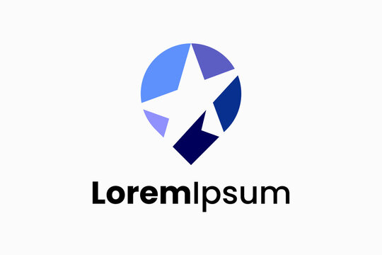 star with map pin local logo vector premium design