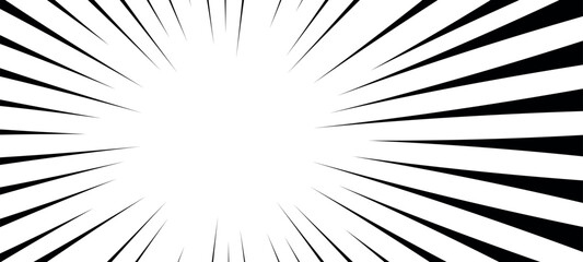 Comic book speed lines. Action lines Manga effect. Pattern of fast burst anime boom. Vector isolated illustration