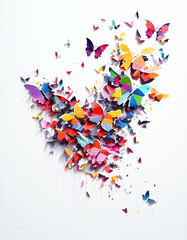 Naklejka premium Beautiful abstraction from bright butterflies on a white background