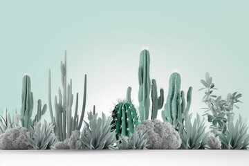 Abstract modern background for branding and minimal presentation.  Abstract background with cacti for branding, presentation promotion sale, banner. Pastel colors. AI generative