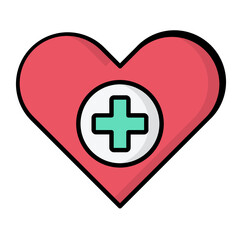 Heart Care Line Color Icon