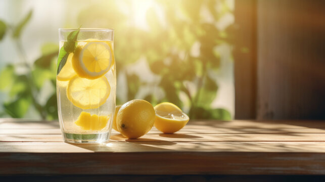 Glass of lemonade. Illustration AI Generative