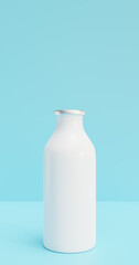 Milk dairy day. Full bottle on the table. 3d rendering.