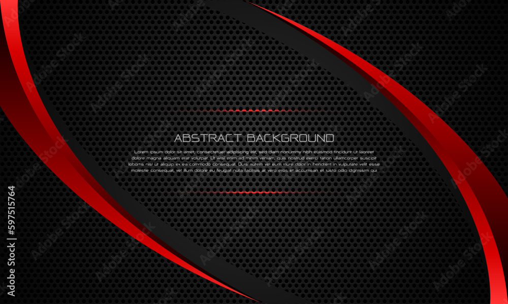 Poster abstract red triangle metallic curve on grey circle mesh pattern design modern luxury futuristic bac