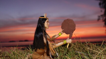 Native American Indian Shaman with shamanic tambourine - shamanic ritual - shaman.