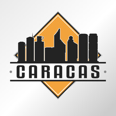 Caracas, Capital District, Venezuela Skyline Logo. Adventure Landscape Design Vector City Illustration Vector illustration.