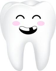 Cute cartoon tooth character. Dental care concept, illustration.