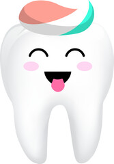 Cute cartoon tooth character. Dental care concept, illustration.