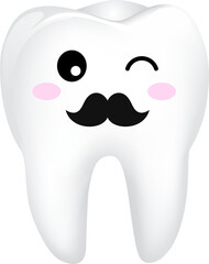 Cute cartoon tooth character. Dental care concept, illustration.