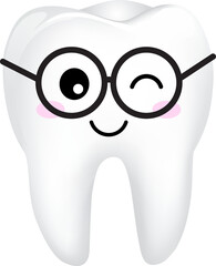 Cute cartoon tooth character. Dental care concept, illustration.